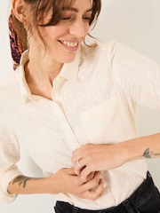FatFace Olivia Ivory Embroidered 100% Cotton Long Sleeve Shirt - Image 5 of 8