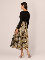 Adrianna Papell Combo Floral Jacquard Black Dress - Image 2 of 7