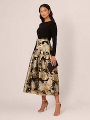 Adrianna Papell Combo Floral Jacquard Black Dress - Image 4 of 7