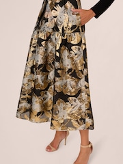 Adrianna Papell Combo Floral Jacquard Black Dress - Image 5 of 7