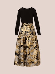 Adrianna Papell Combo Floral Jacquard Black Dress - Image 7 of 7