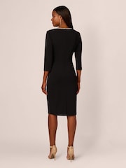 Adrianna Papell Piping Tie Front Midi Black Dress - Image 2 of 7