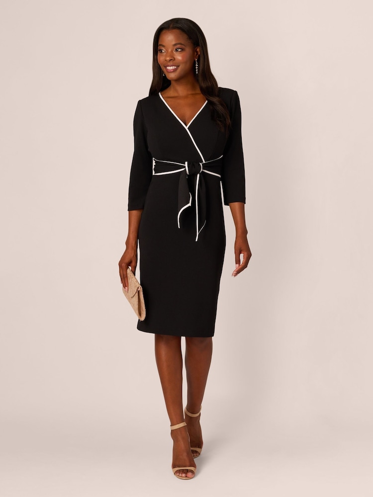 adrianna papell midi dress formal Adrianna Papell Women's Mikado Midi Dress - Blue - Size 4