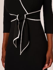 Adrianna Papell Piping Tie Front Midi Black Dress - Image 4 of 7