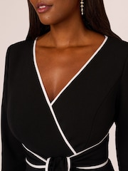 Adrianna Papell Piping Tie Front Midi Black Dress - Image 5 of 7