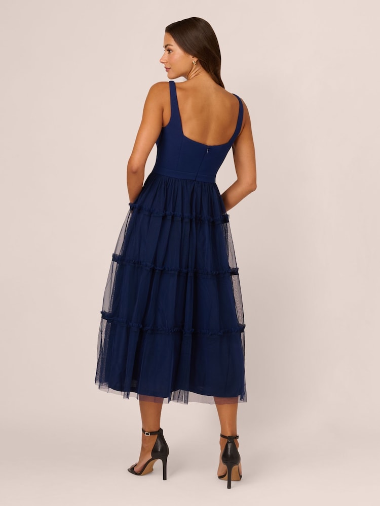 Adrianna by Adrianna Papell Knit And Mesh Midi Dress - Image 2 of 7