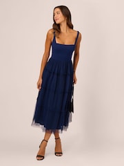 Adrianna by Adrianna Papell Knit And Mesh Midi Dress - Image 4 of 7