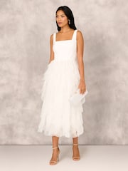 Adrianna by Adrianna Papell Mesh Cocktail Midi Dress - Image 4 of 7