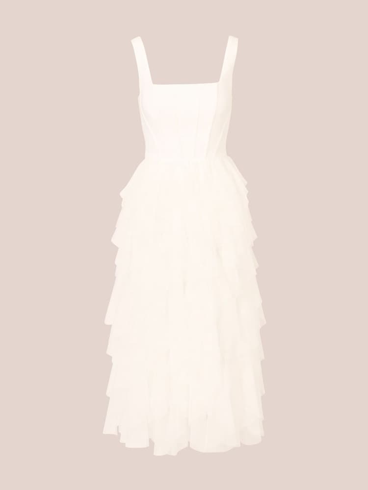 Adrianna by Adrianna Papell Mesh Cocktail Midi Dress - Image 5 of 7