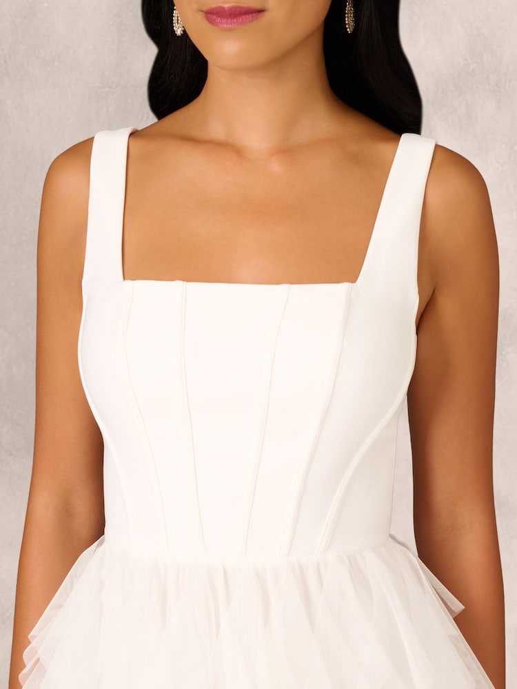 Adrianna by Adrianna Papell Mesh Cocktail Midi Dress - Image 6 of 7