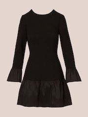 Adrianna Papell Crepe And Taffeta Midi Black Dress - Image 6 of 7