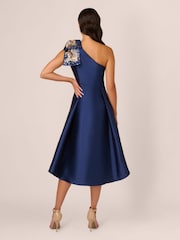 Adrianna Papell Blue Beaded Mikado Dress - Image 2 of 7