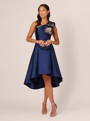 Adrianna Papell Blue Beaded Mikado Dress - Image 3 of 7