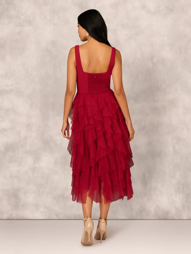 Adrianna by Adrianna Papell Mesh Cocktail Midi Dress - Image 2 of 7