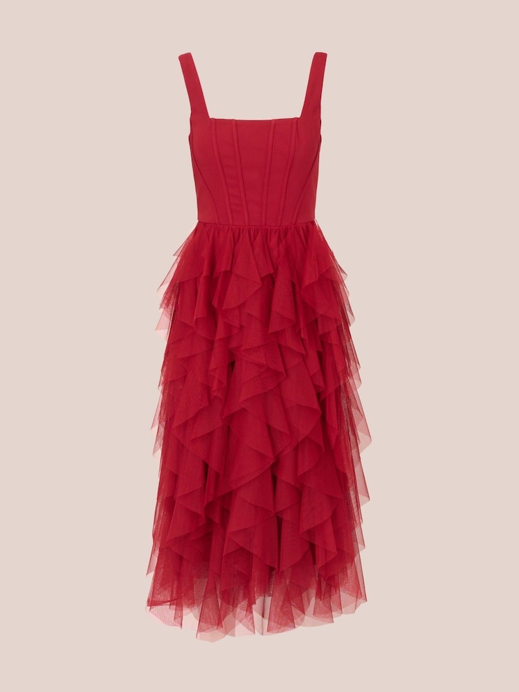 Adrianna by Adrianna Papell Mesh Cocktail Midi Dress - Image 5 of 7