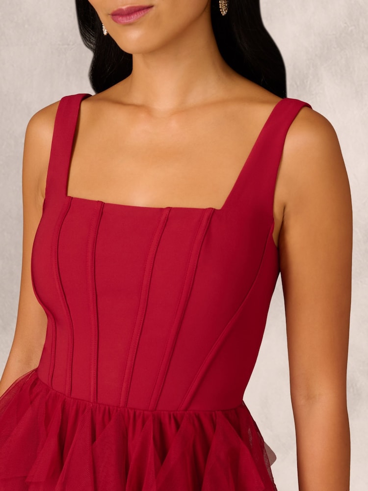 Adrianna by Adrianna Papell Mesh Cocktail Midi Dress - Image 6 of 7