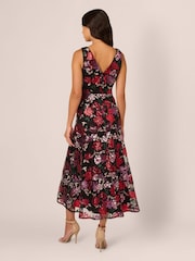 Adrianna Papell Floral Sequin Ankle Black Dress - Image 2 of 7