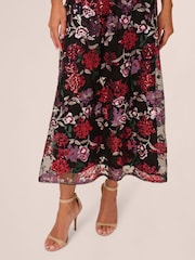 Adrianna Papell Floral Sequin Ankle Black Dress - Image 5 of 7