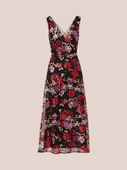Adrianna Papell Floral Sequin Ankle Black Dress - Image 6 of 7