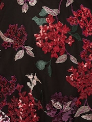 Adrianna Papell Floral Sequin Ankle Black Dress - Image 7 of 7