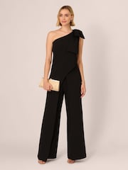 Adrianna Papell Black One Shoulder Bow Jumpsuit - Imagen 3 de 7