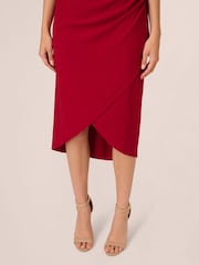 Adrianna Papell Red Beaded Crepe Wrap Dress - Image 5 of 7