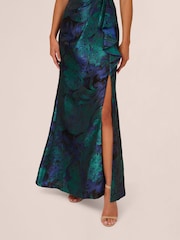 Adrianna Papell Blue One Shoulder Jacquard Dresses - Image 5 of 7