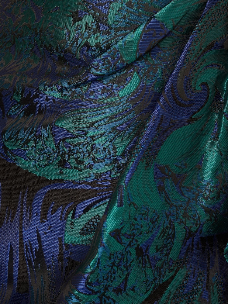Adrianna Papell Blue One Shoulder Jacquard Dresses - Image 7 of 7