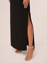 Adrianna Papell Off Shoulder Bead Crepe Black Dress - Image 5 of 7
