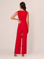 Adrianna Papell Red Ruffle Knit Crepe Jumpsuit - Image 2 of 7