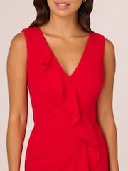 Adrianna Papell Red Ruffle Knit Crepe Jumpsuit - Image 4 of 7
