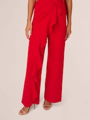 Adrianna Papell Red Ruffle Knit Crepe Jumpsuit - Image 5 of 7