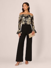 Adrianna Papell Lace And Crepe Black Jumpsuit - Image 3 of 7
