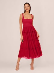 Adrianna by Adrianna Papell Knit And Mesh Midi Dress - Image 1 of 7
