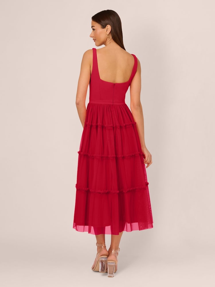 Adrianna by Adrianna Papell Knit And Mesh Midi Dress - Image 2 of 7