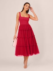 Adrianna by Adrianna Papell Knit And Mesh Midi Dress - Image 3 of 7