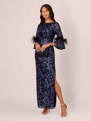 Adrianna Papell Sequin Embroidered Black Dresses - Image 3 of 7