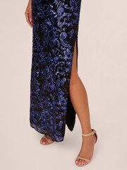 Adrianna Papell Sequin Embroidered Black Dresses - Image 5 of 7