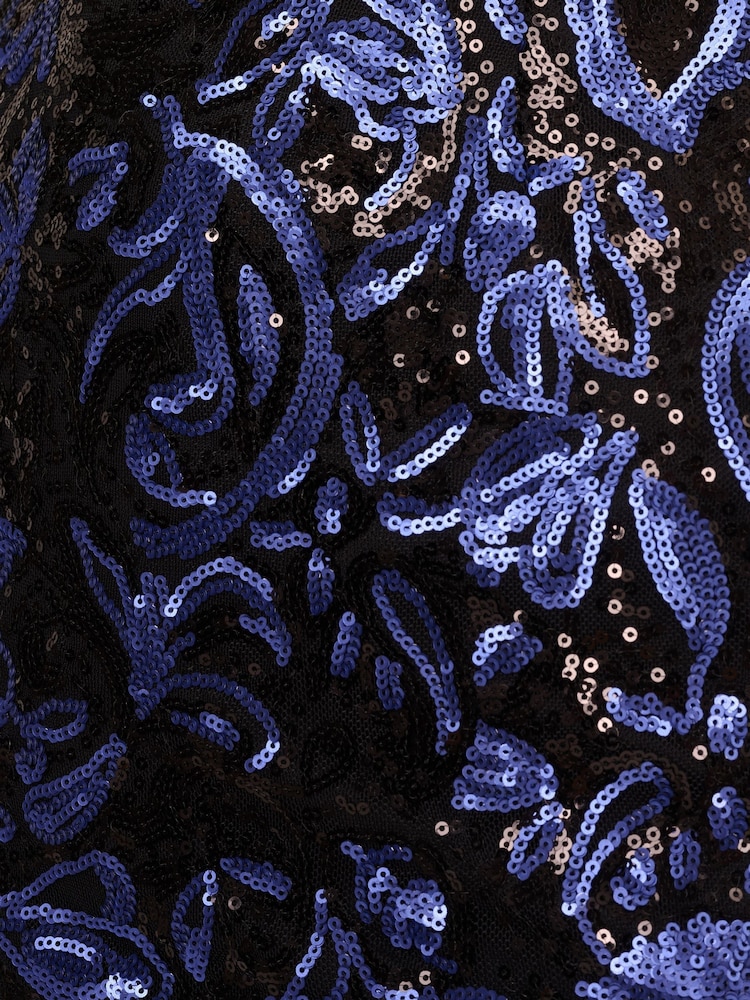 Adrianna Papell Sequin Embroidered Black Dresses - Image 7 of 7