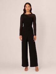Adrianna Papell Jersey Combo Black Jumpsuit - Image 1 of 6