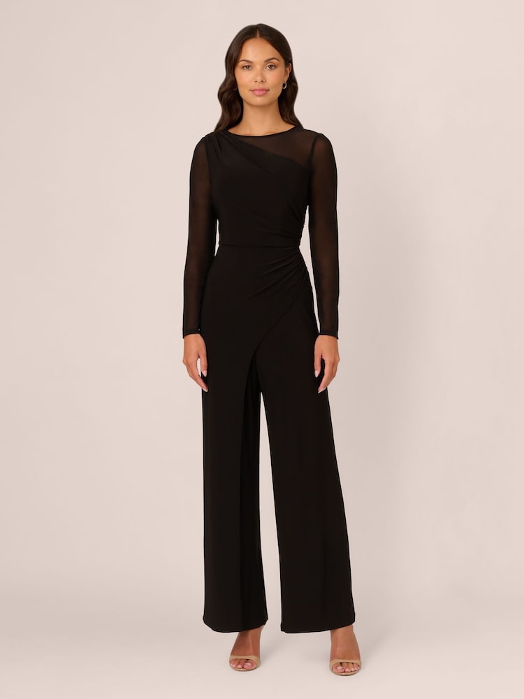 Adrianna Papell Jersey Combo Black Jumpsuit - Image 1 of 6
