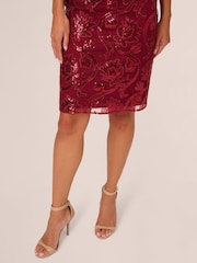 Adrianna Papell Studio Red Off Shoulder Sheath Dress - Image 5 of 7