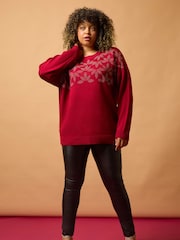 Roman Red Curve Leaf Print Hotfix Knit Jumper - Image 2 of 7