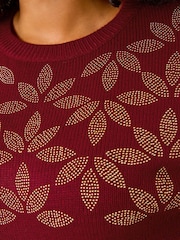Roman Red Curve Leaf Print Hotfix Knit Jumper - Image 7 of 7