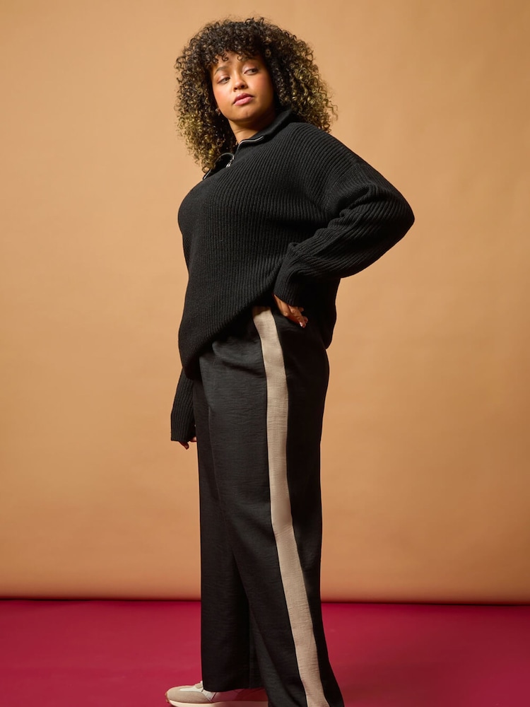 Roman Black Curve Woven Side Stripe Trousers - Image 2 of 7