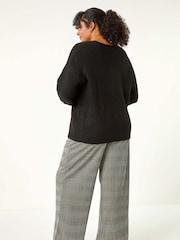 Roman Black Curve Bow Detail Knit Cardigan - Image 3 of 5