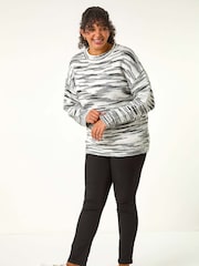 Roman Black Curve Broken Stripe Knit Jumper - Image 2 of 5