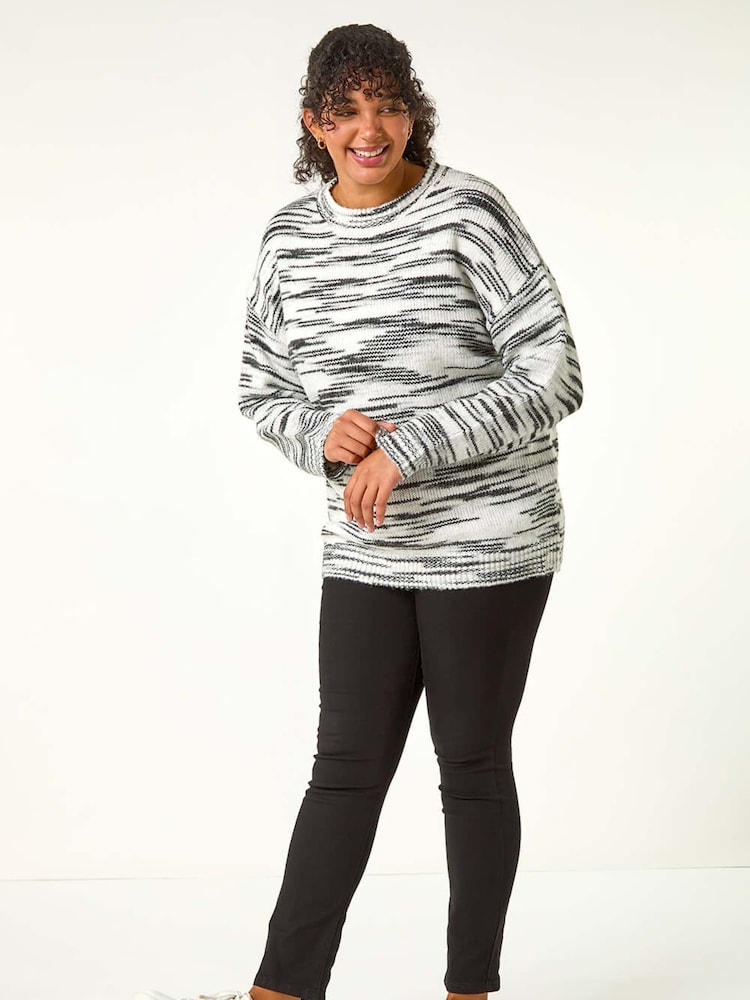 Roman Black Curve Broken Stripe Knit Jumper - Image 2 of 5