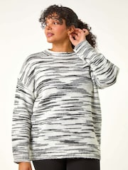 Roman Black Curve Broken Stripe Knit Jumper - Image 4 of 5