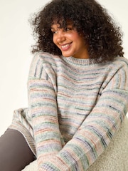 Roman Green Curve Broken Stripe Knit Jumper - Image 1 of 5